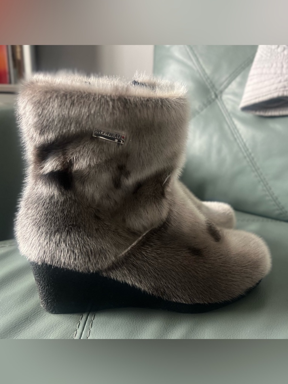 Bilodeau Gray seal fur/skin Wedge Boots